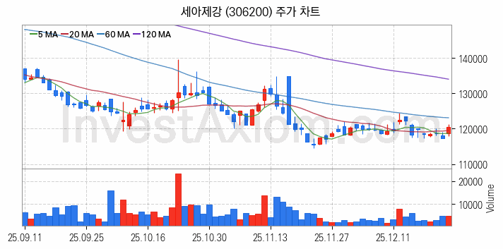 강관업체 관련주 세아제강 주식 종목의 분석 시점 기준 최근 일봉 차트
