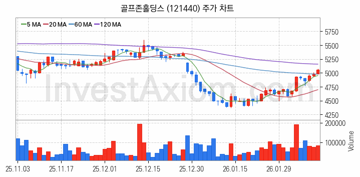 골프 관련주 골프존홀딩스 주식 종목의 분석 시점 기준 최근 일봉 차트