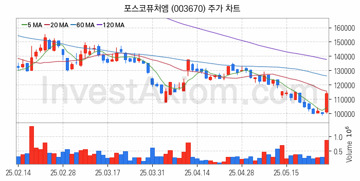 리튬 관련주 포스코퓨처엠 주식 종목의 분석 시점 기준 최근 일봉 차트
