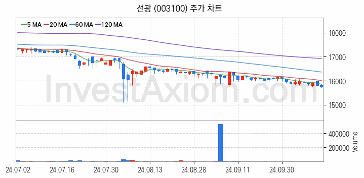 물류 관련주 선광 주식 종목의 분석 시점 기준 최근 일봉 차트