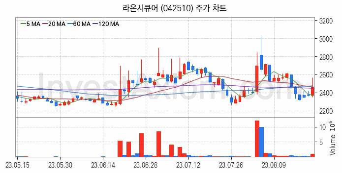 보안 관련주 라온시큐어 주식 종목의 분석 시점 기준 최근 일봉 차트