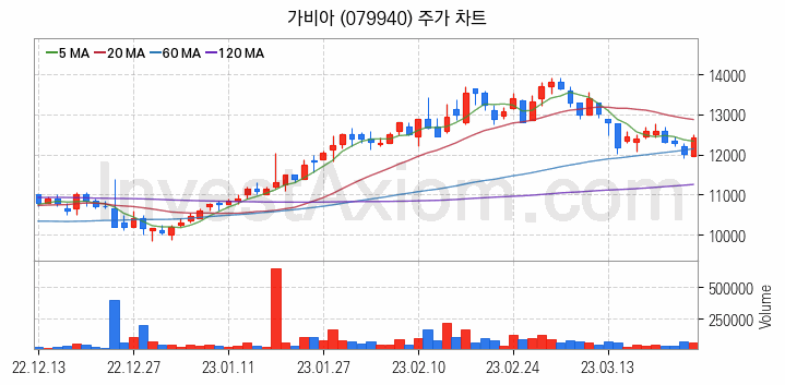 보안 관련주 가비아 주식 종목의 분석 시점 기준 최근 일봉 차트