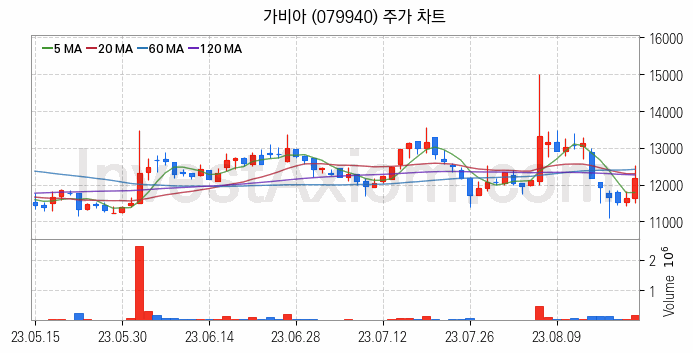 보안 관련주 가비아 주식 종목의 분석 시점 기준 최근 일봉 차트