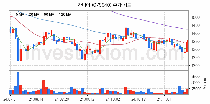 보안 관련주 가비아 주식 종목의 분석 시점 기준 최근 일봉 차트