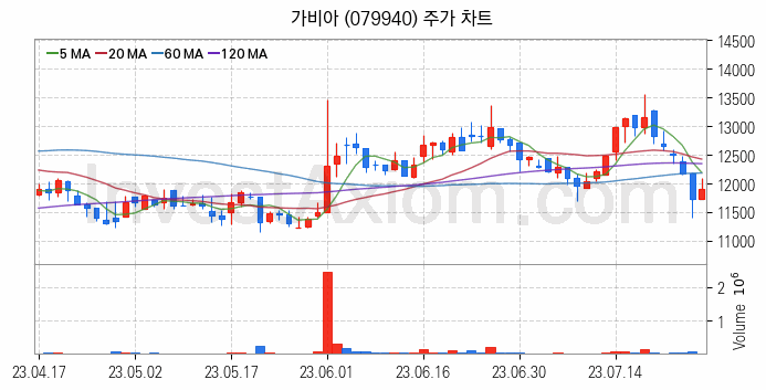 소셜네트워크서비스 SNS 관련주 가비아 주식 종목의 분석 시점 기준 최근 일봉 차트