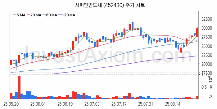 시스템반도체 관련주 사피엔반도체 주식 종목의 분석 시점 기준 최근 일봉 차트