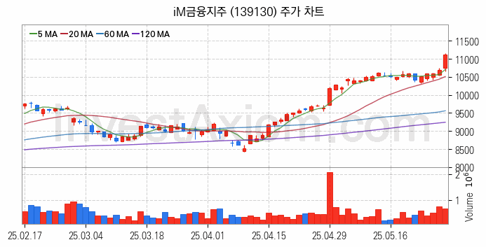 은행 관련주 iM금융지주 주식 종목의 분석 시점 기준 최근 일봉 차트