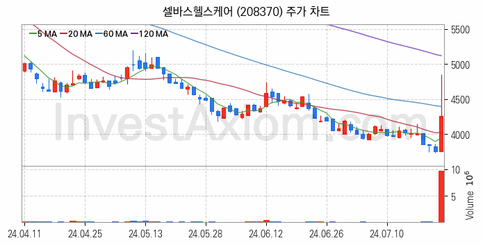 의료AI 관련주 셀바스헬스케어 주식 종목의 분석 시점 기준 최근 일봉 차트