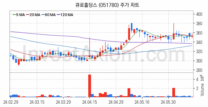 자원개발 관련주 큐로홀딩스 주식 종목의 분석 시점 기준 최근 일봉 차트