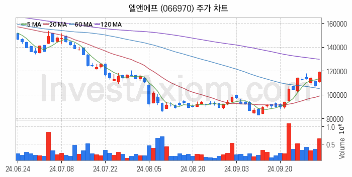 전기차 관련주 엘앤에프 주식 종목의 분석 시점 기준 최근 일봉 차트