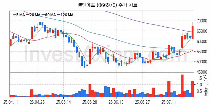 전기차 관련주 엘앤에프 주식 종목의 분석 시점 기준 최근 일봉 차트