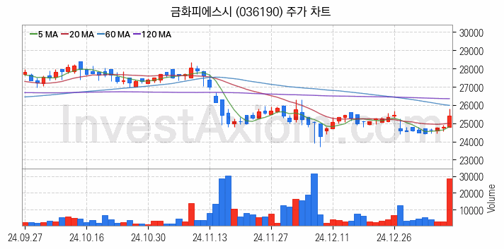 전력설비 관련주 금화피에스시 주식 종목의 분석 시점 기준 최근 일봉 차트