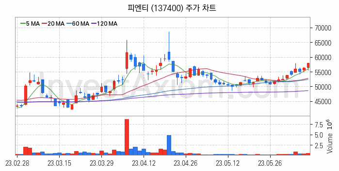 전력저장장치 ESS 관련주 피엔티 주식 종목의 분석 시점 기준 최근 일봉 차트