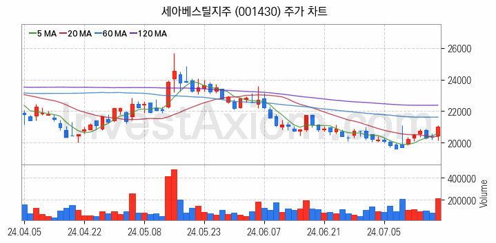 철강 관련주 세아베스틸지주 주식 종목의 분석 시점 기준 최근 일봉 차트