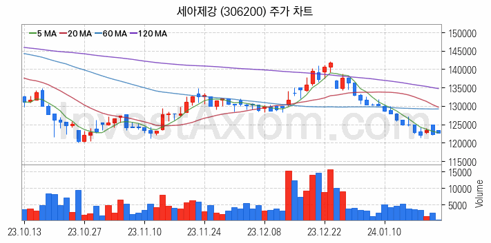 철강 관련주 세아제강 주식 종목의 분석 시점 기준 최근 일봉 차트