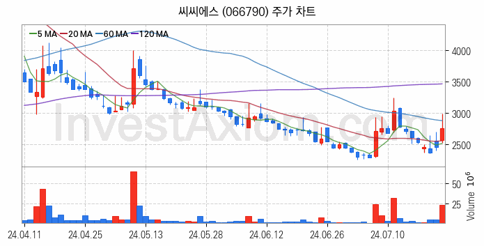 초전도체 관련주 씨씨에스 주식 종목의 분석 시점 기준 최근 일봉 차트