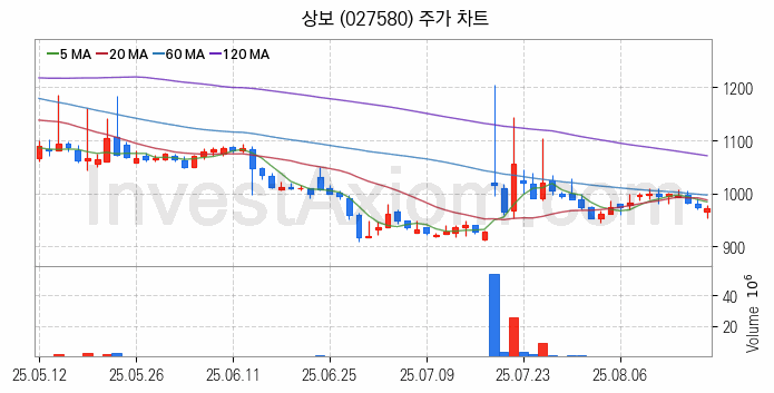 탄소나노튜브 관련주 상보 주식 종목의 분석 시점 기준 최근 일봉 차트