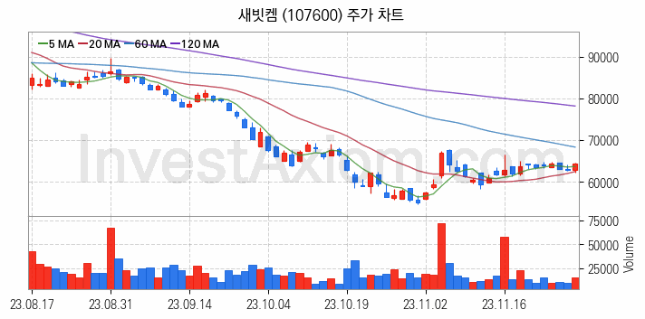 폐배터리 관련주 새빗켐 주식 종목의 분석 시점 기준 최근 일봉 차트