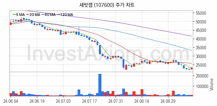 폐배터리 관련주 새빗켐 주식 종목의 분석 시점 기준 최근 일봉 차트