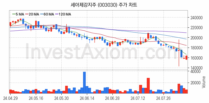 풍력에너지 관련주 세아제강지주 주식 종목의 분석 시점 기준 최근 일봉 차트