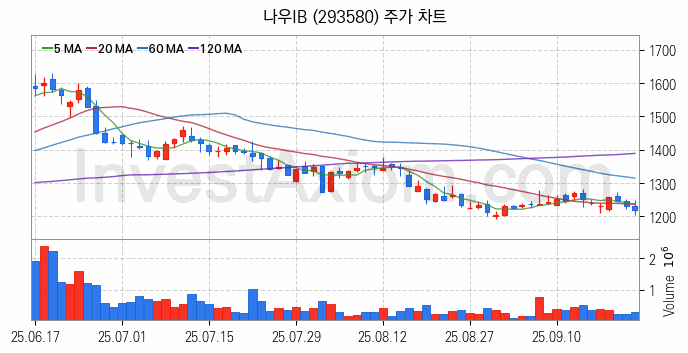 퓨리오사AI 관련주 나우IB 주식 종목의 분석 시점 기준 최근 일봉 차트