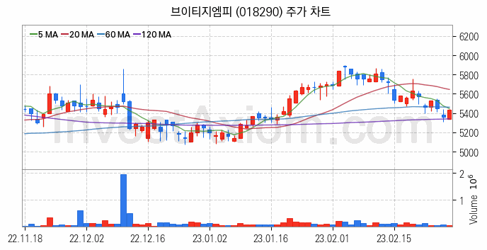 2차전지 LFP 리튬인산철 관련주 브이티지엠피 주식 종목의 분석 시점 기준 최근 일봉 차트