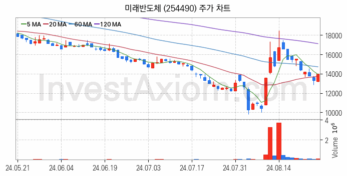 HBM 고대역폭메모리 관련주 미래반도체 주식 종목의 분석 시점 기준 최근 일봉 차트