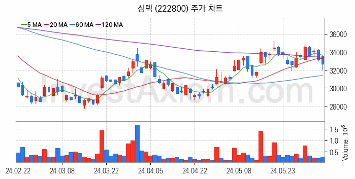 SSD 관련주 심텍 주식 종목의 분석 시점 기준 최근 일봉 차트