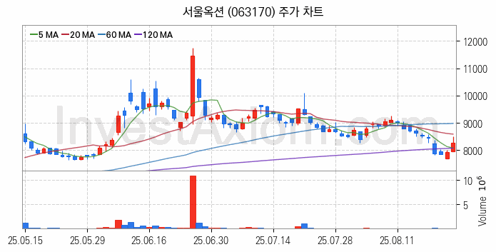 STO 증권형토큰 관련주 서울옥션 주식 종목의 분석 시점 기준 최근 일봉 차트