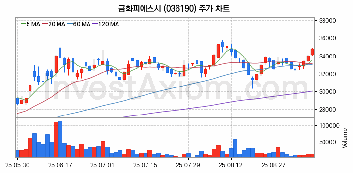 전력설비 관련주 금화피에스시 주식 종목의 분석 시점 기준 최근 일봉 차트